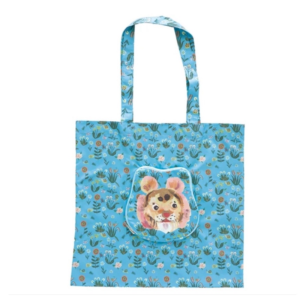 Nathalie Lete! Tote face bag w/ zipper pouch! Blue w/tiger! Japan import!